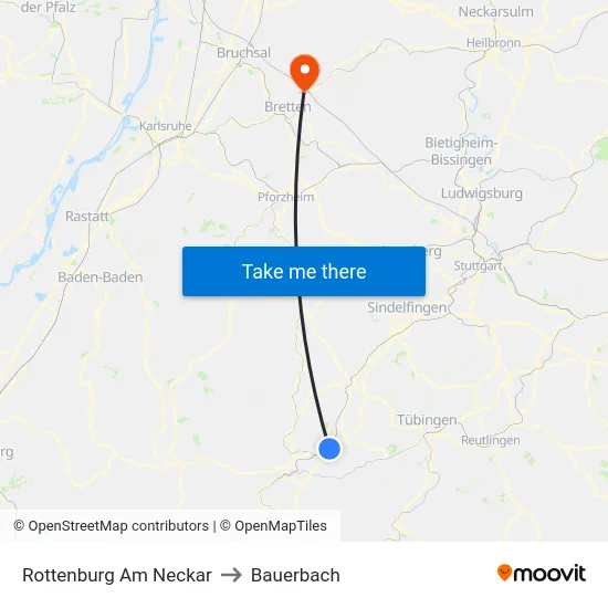 Rottenburg Am Neckar to Bauerbach map