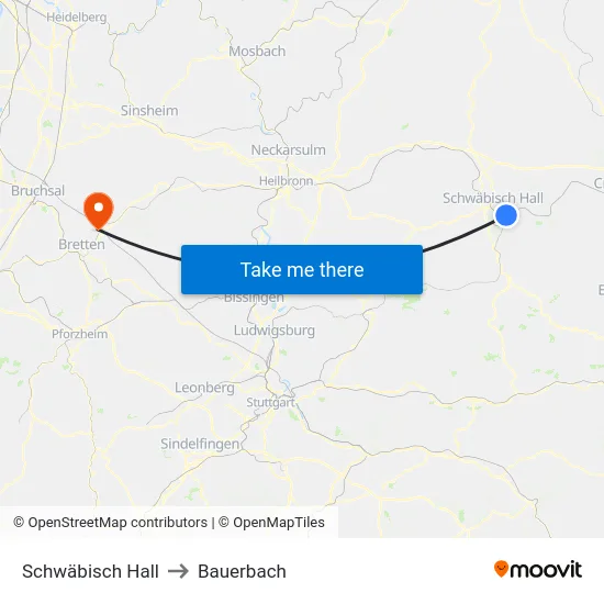 Schwäbisch Hall to Bauerbach map