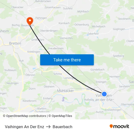Vaihingen An Der Enz to Bauerbach map