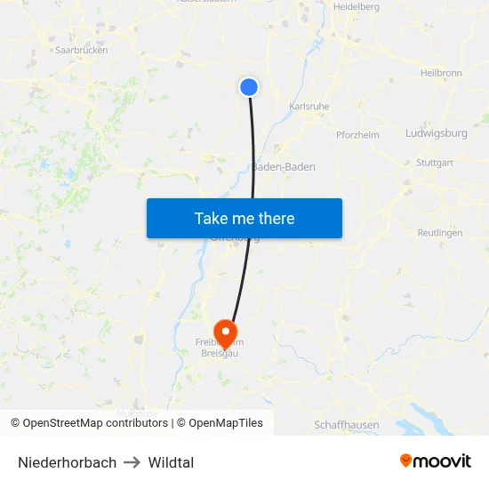Niederhorbach to Wildtal map