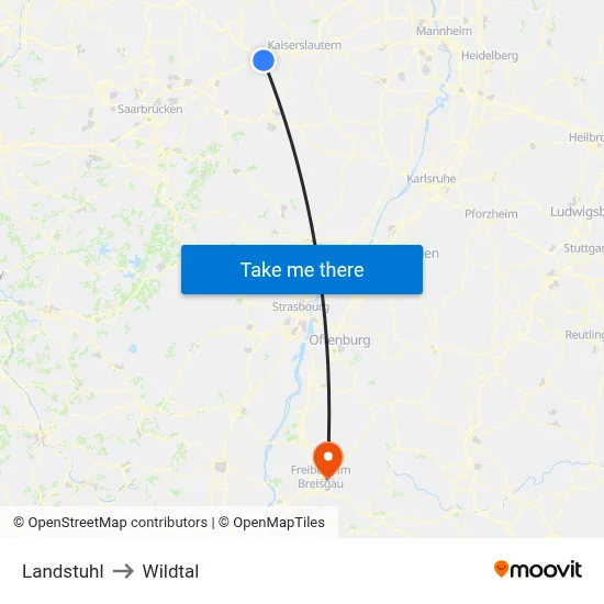 Landstuhl to Wildtal map