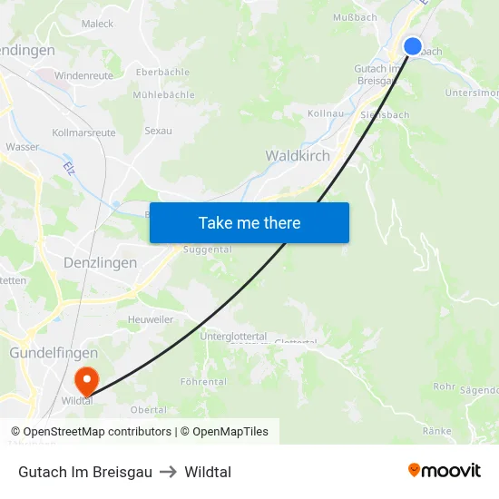Gutach Im Breisgau to Wildtal map