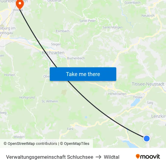 Verwaltungsgemeinschaft Schluchsee to Wildtal map