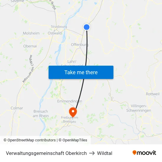 Verwaltungsgemeinschaft Oberkirch to Wildtal map
