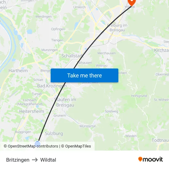 Britzingen to Wildtal map