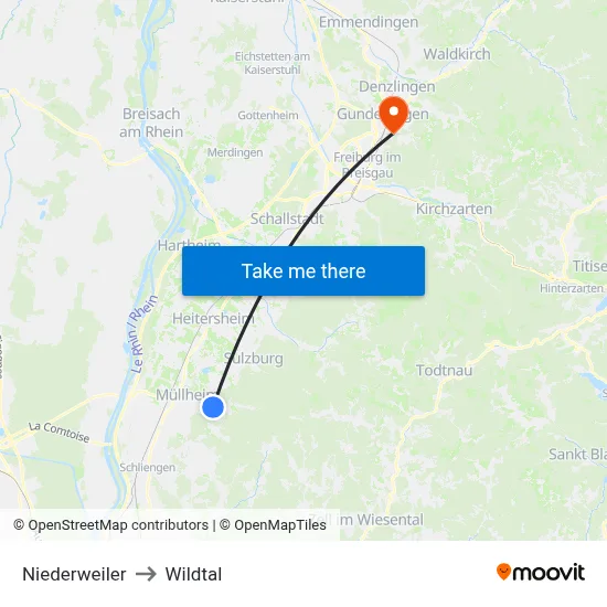 Niederweiler to Wildtal map