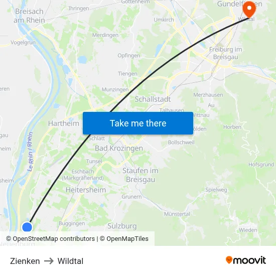 Zienken to Wildtal map
