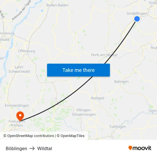 Böblingen to Wildtal map