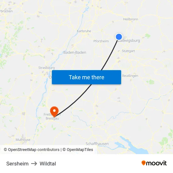 Sersheim to Wildtal map