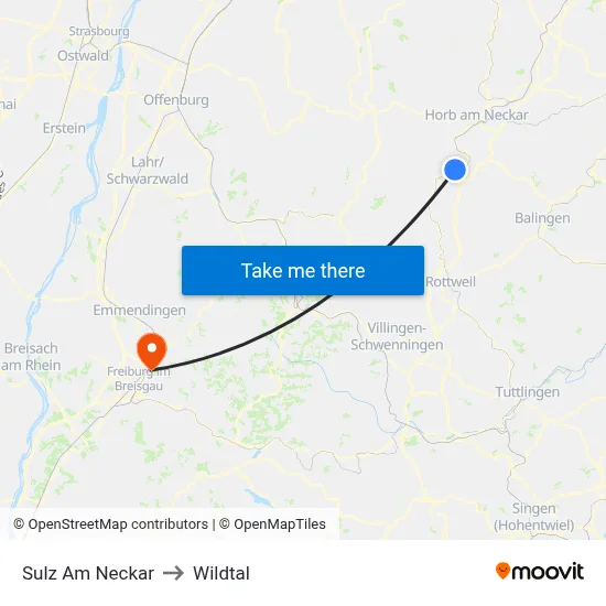 Sulz Am Neckar to Wildtal map