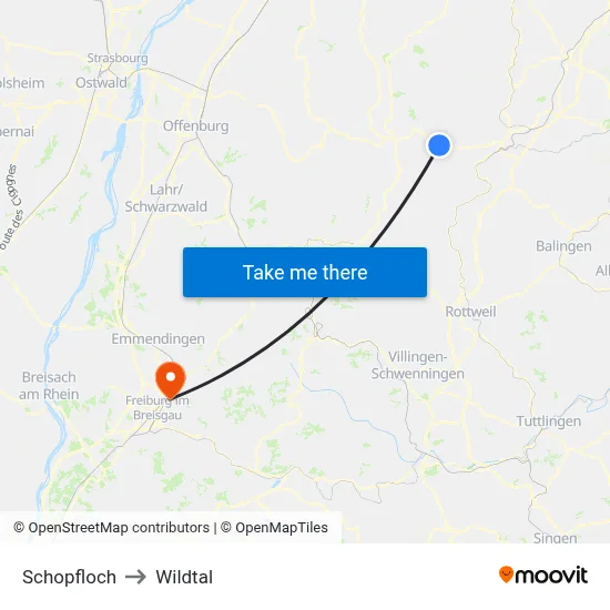 Schopfloch to Wildtal map