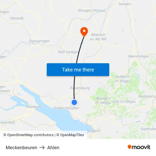 Meckenbeuren to Ahlen map