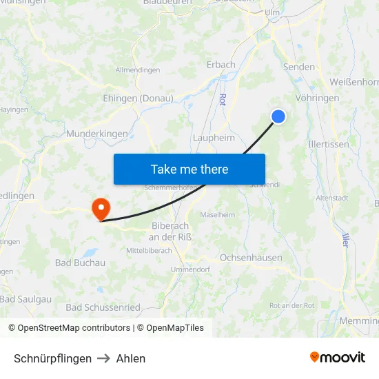 Schnürpflingen to Ahlen map