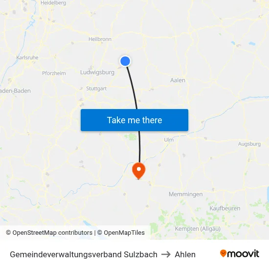 Gemeindeverwaltungsverband Sulzbach to Ahlen map