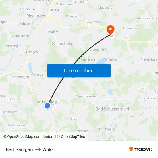 Bad Saulgau to Ahlen map