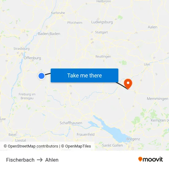 Fischerbach to Ahlen map