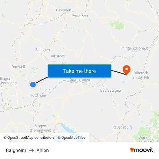 Balgheim to Ahlen map