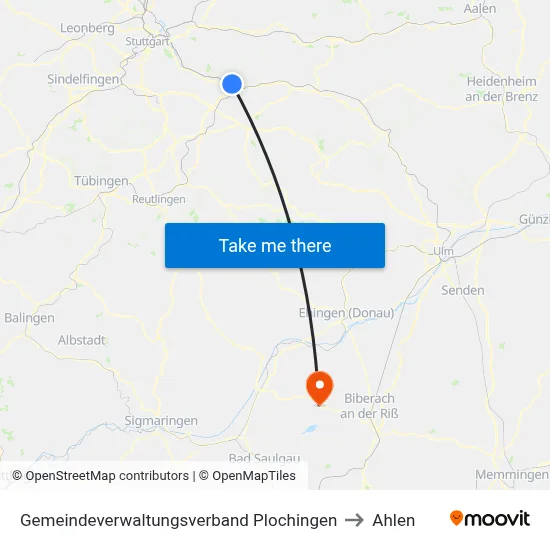 Gemeindeverwaltungsverband Plochingen to Ahlen map