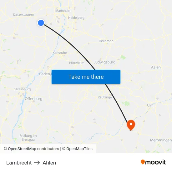 Lambrecht to Ahlen map