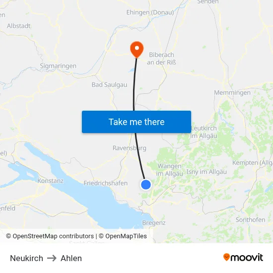 Neukirch to Ahlen map
