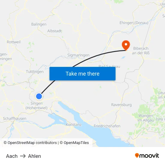Aach to Ahlen map