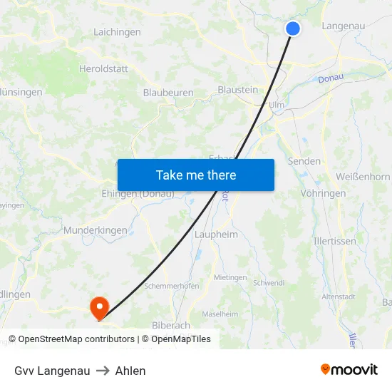 Gvv Langenau to Ahlen map
