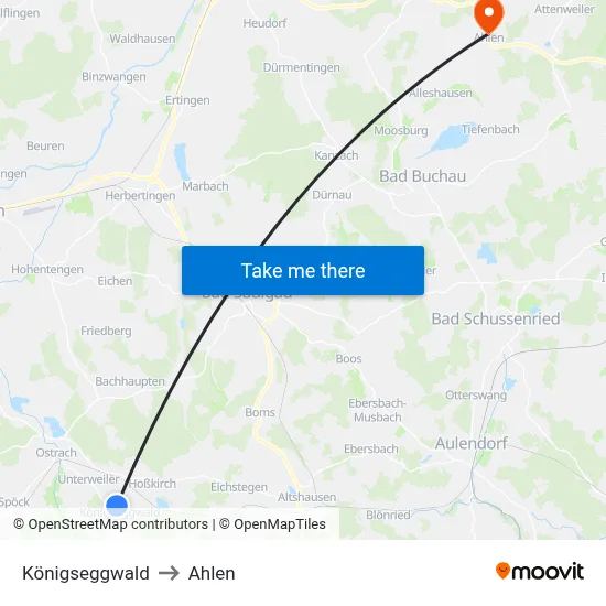 Königseggwald to Ahlen map