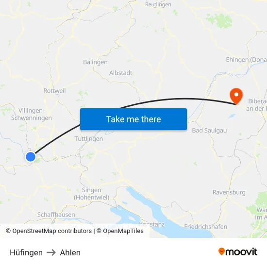 Hüfingen to Ahlen map