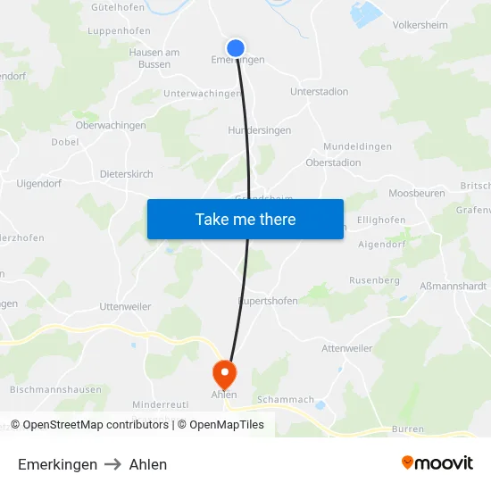 Emerkingen to Ahlen map