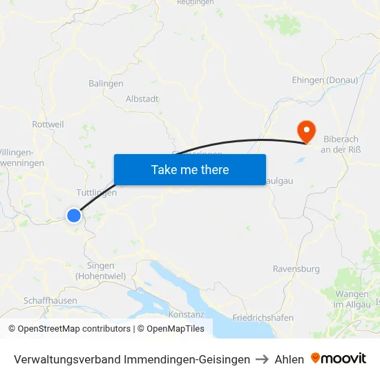 Verwaltungsverband Immendingen-Geisingen to Ahlen map