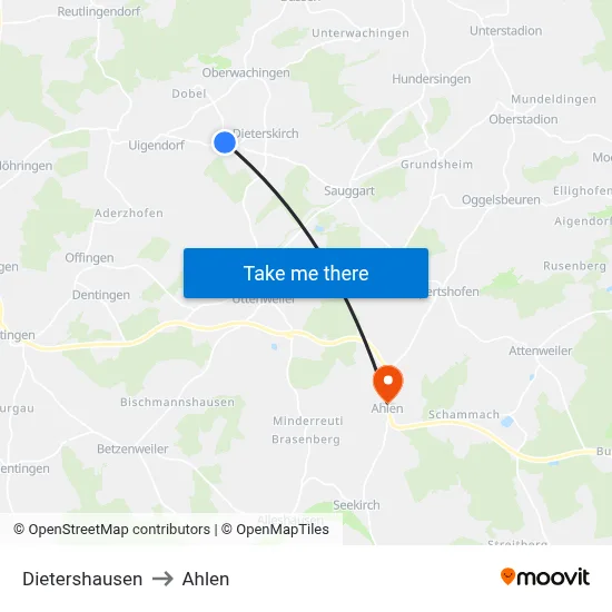 Dietershausen to Ahlen map