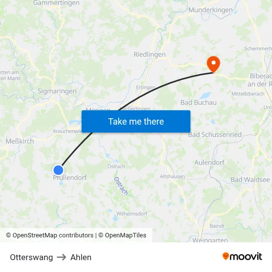 Otterswang to Ahlen map