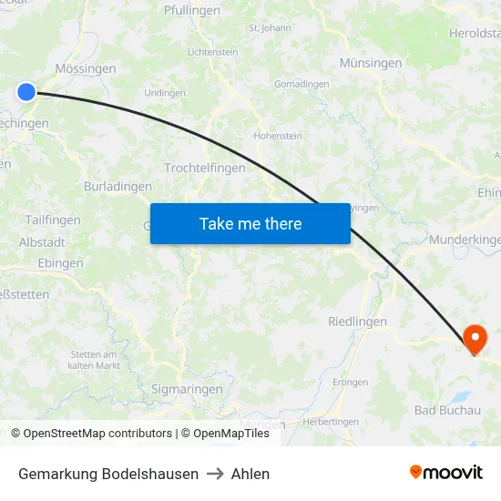 Gemarkung Bodelshausen to Ahlen map