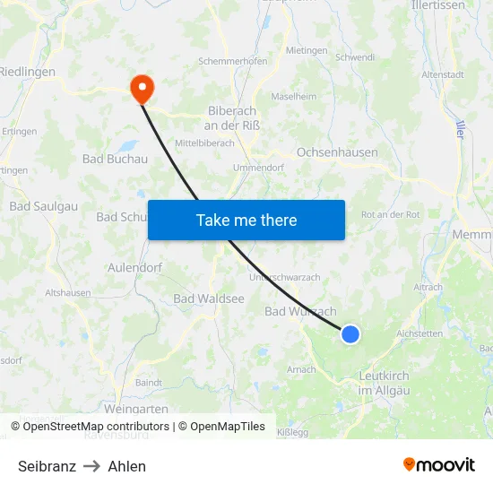Seibranz to Ahlen map
