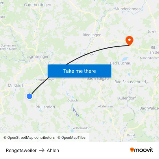 Rengetsweiler to Ahlen map