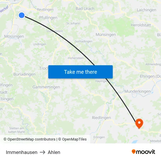 Immenhausen to Ahlen map