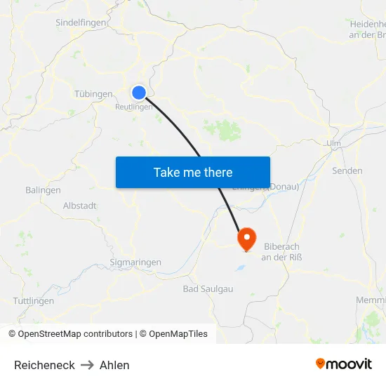 Reicheneck to Ahlen map
