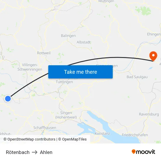 Rötenbach to Ahlen map