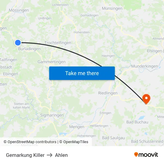 Gemarkung Killer to Ahlen map