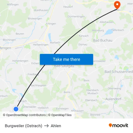 Burgweiler (Ostrach) to Ahlen map