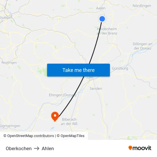 Oberkochen to Ahlen map