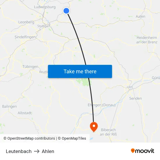 Leutenbach to Ahlen map