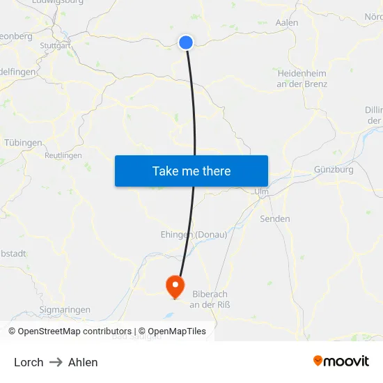 Lorch to Ahlen map