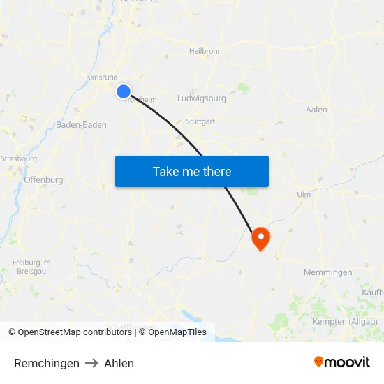 Remchingen to Ahlen map