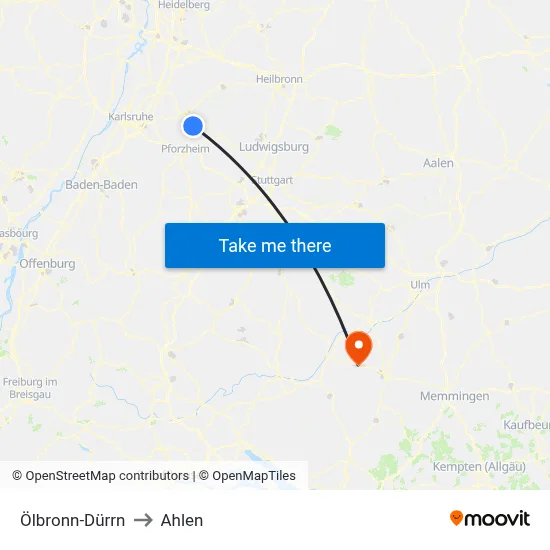 Ölbronn-Dürrn to Ahlen map