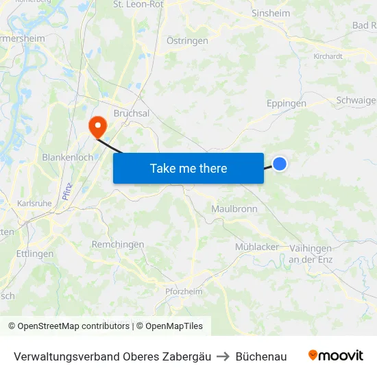 Verwaltungsverband Oberes Zabergäu to Büchenau map