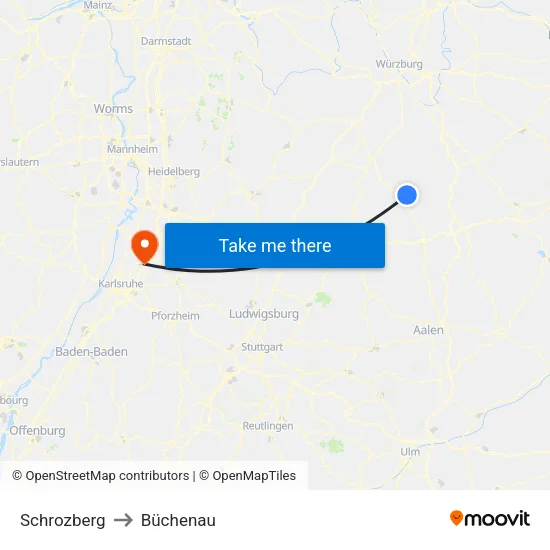 Schrozberg to Büchenau map