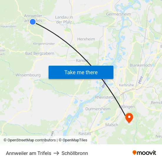 Annweiler am Trifels to Schöllbronn map