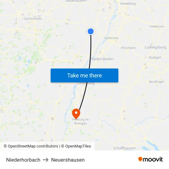 Niederhorbach to Neuershausen map