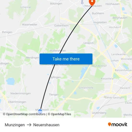 Munzingen to Neuershausen map